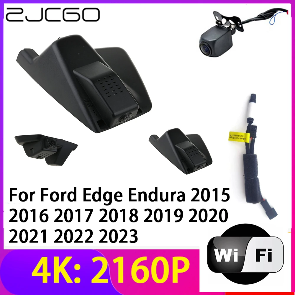 ZJCGO 4K 2160P Kriips Cam Car DVR Kaamera 2 Objektiivi Recorder Wifi Öö Nägemust Ford Edge Endura 2015~2023