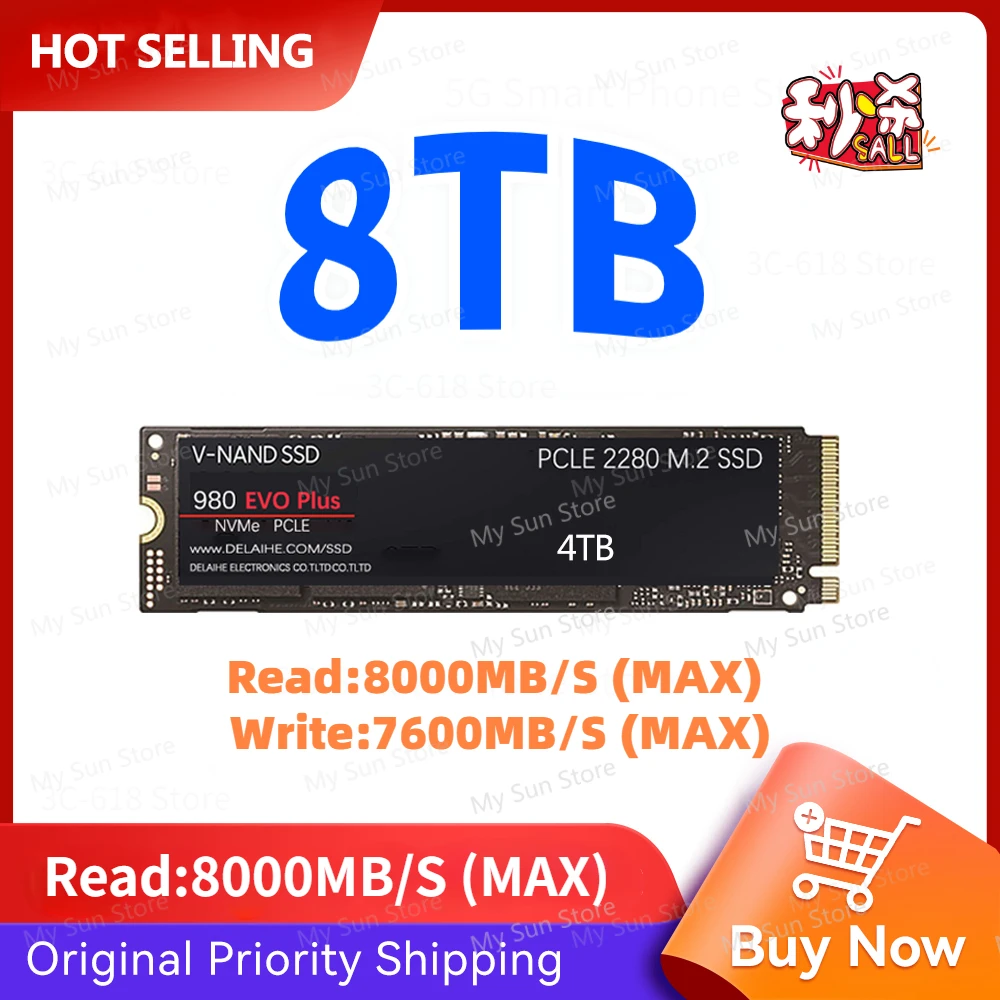 Hot Müük 980 EVO Pluss SSD NVME M2, 1 TB 2TB M. 2 2280 PCIe 4.0 Hard Disk Drive 3.0 Sise-Solid State PlayStation 5/Sülearvuti